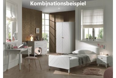 Kleiderschrank Kamillah 100x59x200 Schrank MDF Satin Weiß 17264