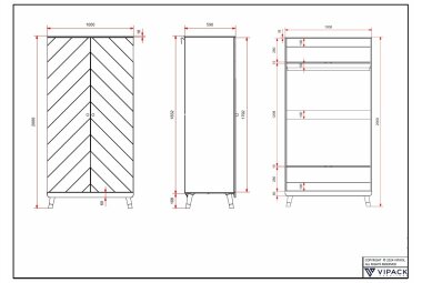 Kleiderschrank Kamillah 100x59x200 Schrank MDF Satin Weiß 17264