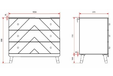 Kommode Kamillah 100x57x89 Schubladenkommode MDF Satin Weiß 17265