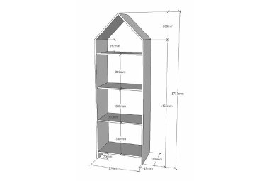 Wandregal Kania 58x37x171 Standregal MDF+Holzwerkstoff Weiß 17276