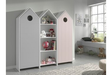 Regalschrank Kania 58x37x171 MDF+Holzwerkstoff Weiß /Pink  17277