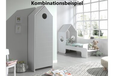 Regalschrank Kania 58x37x171 MDF+Holzwerkstoff Weiß /Grau  17279