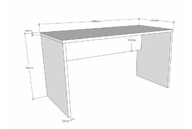 Schreibtisch Kariotta 140x65x75 Holzwerkstoff Anthrazit/Buche 17305