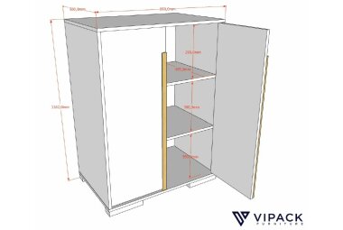 Wäscheschrank Kariotta 86x56x116 Massivholz+Holzwerkstoff Weiß 17634