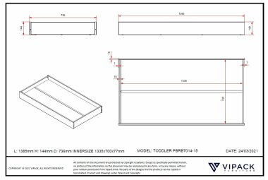 Bettschublade Karie 139x74x14 Bettschubkasten MDF Weiß 17667