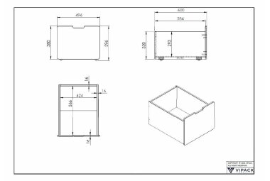 Bettschublade Karolina 50x60x40 Bettschubkasten MDF Weiß 17675