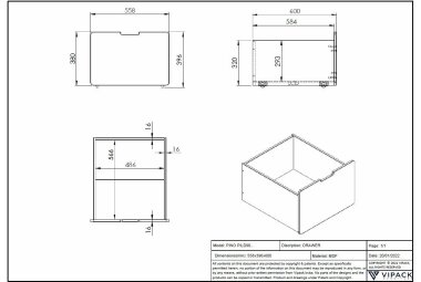 Bettschublade Karolina 56x60x40 Bettschubkasten MDF Weiß 17677