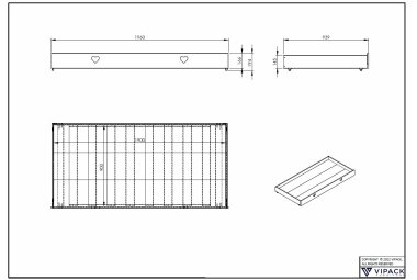 Bettschublade Kamila 196x94x19 Massivholz+Holzwerkstoff Weiß 17693