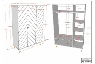 Kleiderschrank Kamillah 150x59x200 Schrank MDF Satin Weiß 17864