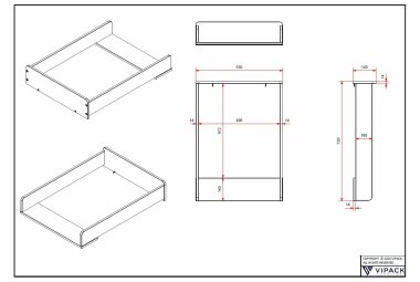 Wickelaufsatz Kamillah 50x68x10 Wickelablage MDF Satin Weiß 17865